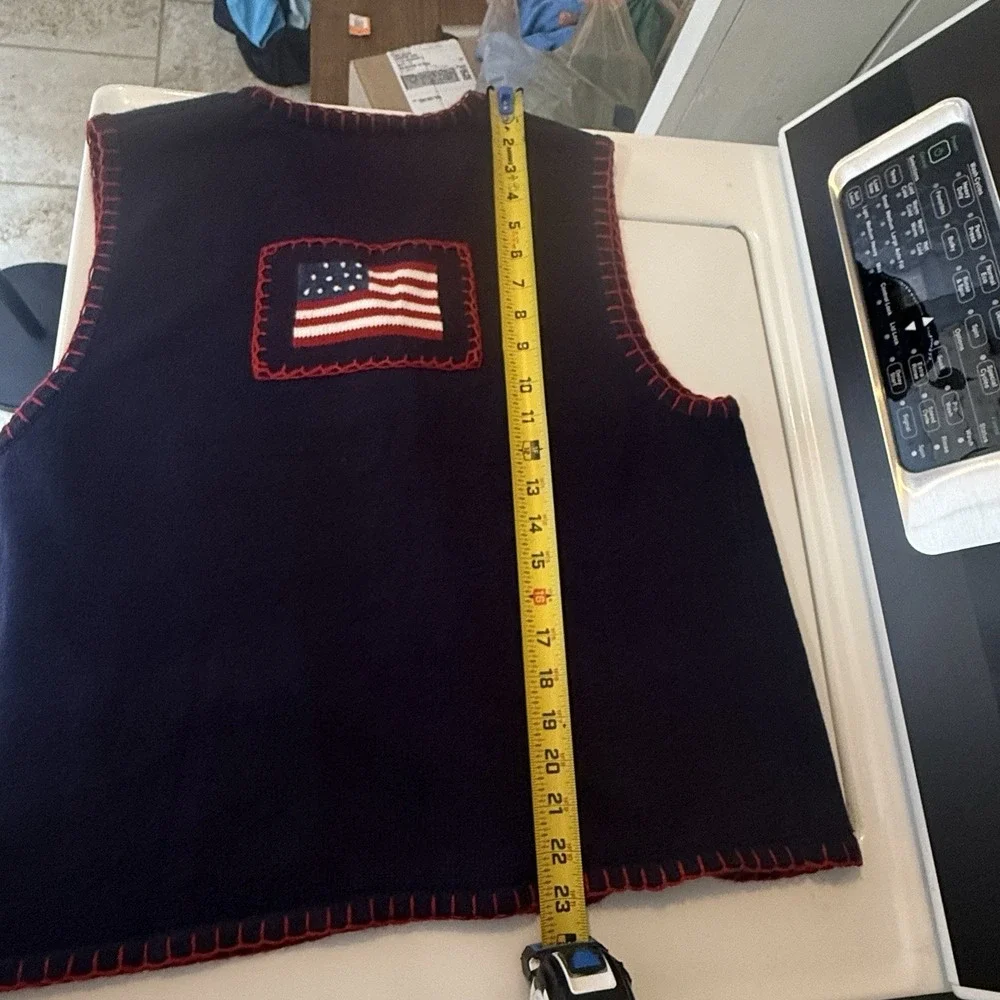 Vintage Marisa Christina Sweater Vest American Flag Women Large * 4th Of July
